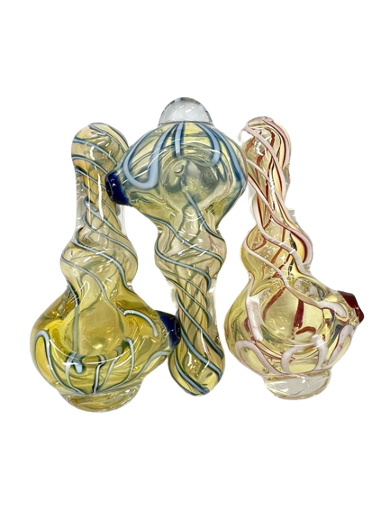 Glass Spoon Pipe Wavy Design 6PK