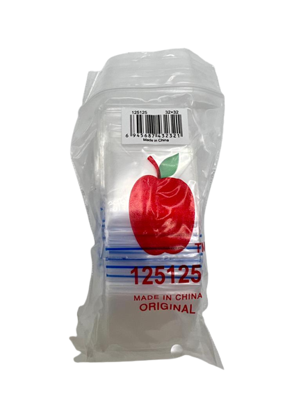 125125 Apple Zip Lock Plastic Stash Bags 32 x 32mm 100pcs