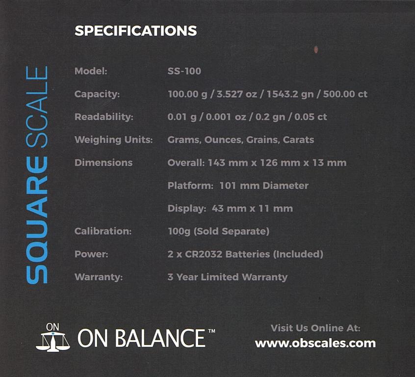 On Balance CD Scale SS-100 (100G X 0.01G )