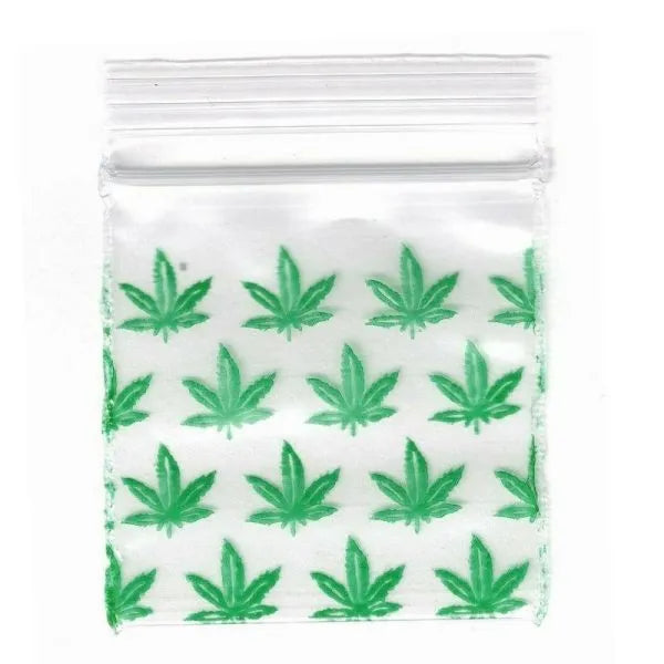 2020 Apple Resealable Stash Bags 50 x 50mm Green Leaf 100pcs