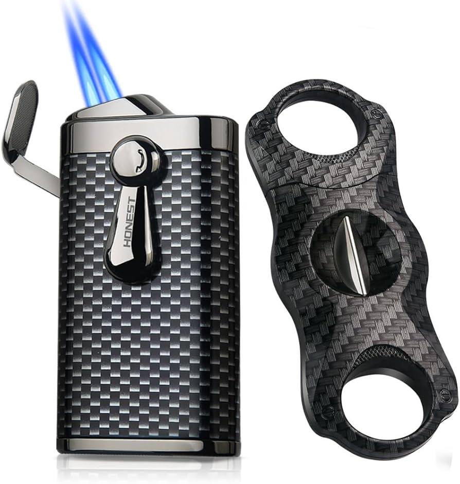 HONEST Double Jet Flame Torch Lighter & Cigar Cutter