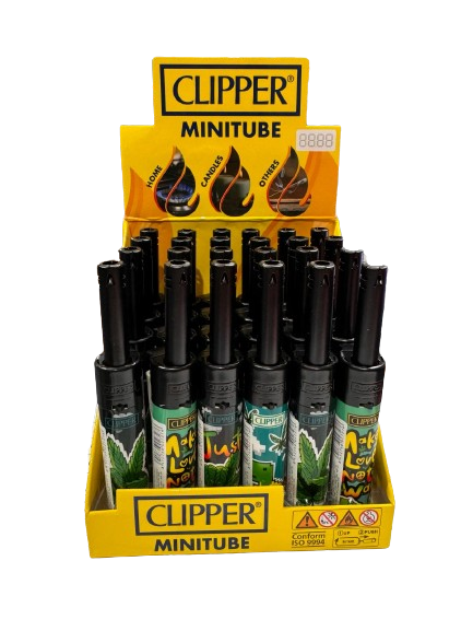 Clipper Mini Tube Make Love Not War Lighter 24PK