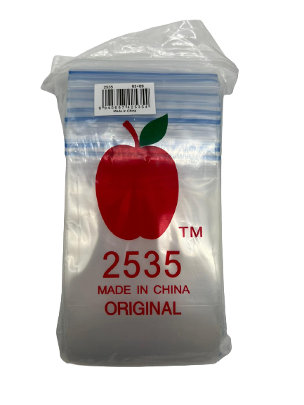 2535 Apple Zip Lock Plastic Stash Bags 63 x 89mm 100pcs