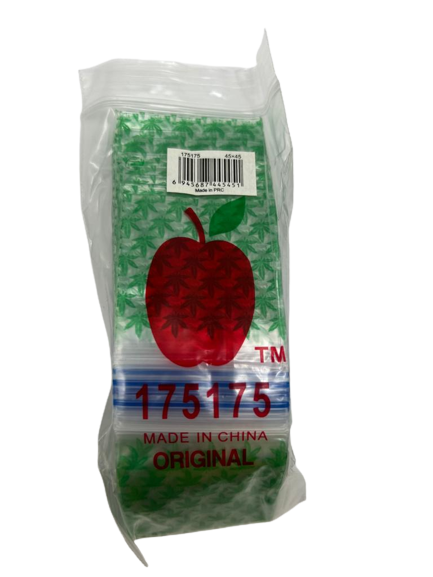 175175 Apple Green Leaf Zip Lock Plastic Stash Bags 45 x 45mm 10PK