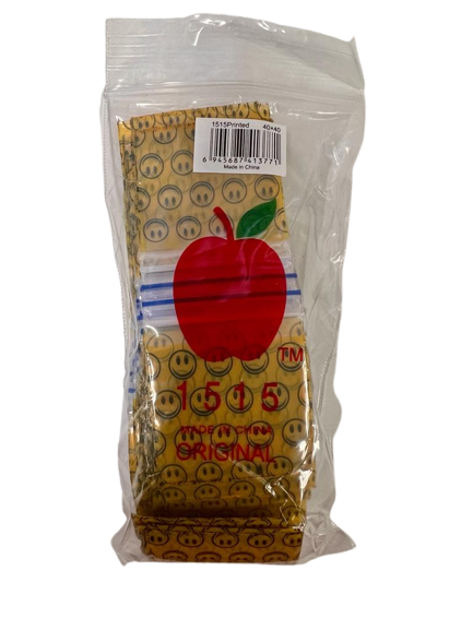 1515 Apple Smiley Zip Lock Plastic Stash Bags 40 x 40mm 10PK