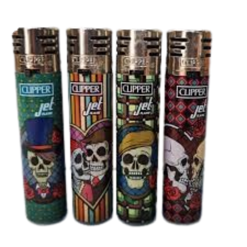 Clipper Jet Lighters Skulls 48pk