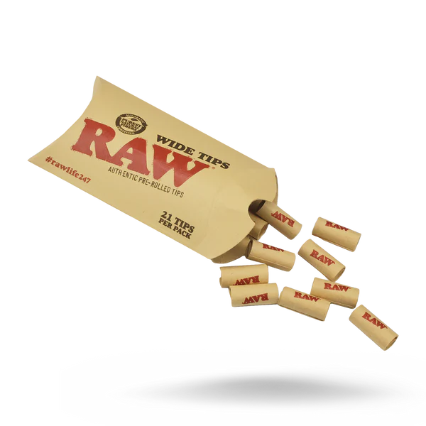 RAW Pre-Rolled WIDE Tips Box - 21 Tips